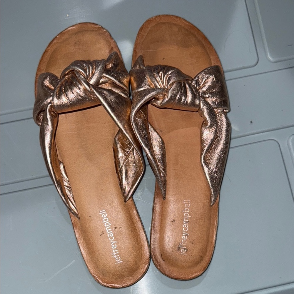 Jeffrey Campbell Metallic Bronze Knot Sandals size 8 runs small